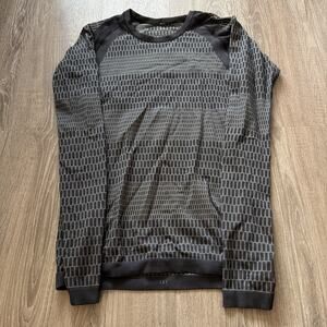 EUC LULULEMON Run About That Base Black Slate Grey Long Slv Size 8